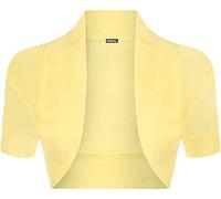 WearAll Ladies Beaded Shrug Short Sleeved Cardigan Top - Yellow - 10/12