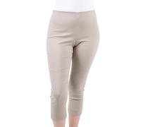 WearAll Ladies Capri Summer Pants Short Crop Stretch 3/4 Length Three Quarter Pedal Pusher Clothes Elasticated Bengaline Cut Off Cropped Trousers for Women UK Beige 10