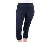 WearAll Ladies Capri Summer Pants Short Crop Stretch 3/4 Length Three Quarter Pedal Pusher Clothes Elasticated Bengaline Cut Off Cropped Trousers for Women UK Navy 16