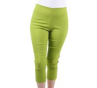 WearAll Ladies Capri Summer Pants Short Crop Stretch 3/4 Length Three Quarter Pedal Pusher Clothes Elasticated Bengaline Cut Off Cropped Trousers for Women UK Lime Green 12