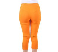 WearAll Ladies Capri Summer Pants Short Crop Stretch 3/4 Length Three Quarter Pedal Pusher Clothes Elasticated Bengaline Cut Off Cropped Trousers for Women UK Orange 18