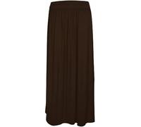 WearAll Ladies Full Length Long Skirts for Women Plus Size High Waist Fold Over Womens Pleated High Waisted Elasticated Plain Gypsy Casual Stretchy Maxi Skirt Brown 24-26