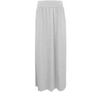 WearAll Ladies Full Length Long Skirts for Women Plus Size High Waist Fold Over Womens Pleated High Waisted Elasticated Plain Gypsy Casual Stretchy Maxi Skirt Light Grey 24-26