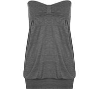 WearAll Ladies Long Boob Tube Strapless Top Womens Charcoal 8/10