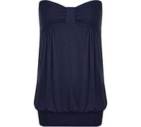 WearAll Ladies Long Boob Tube Strapless Top Womens Navy 8/10