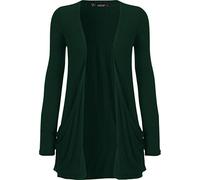WearAll - Ladies Long Sleeve Pocket Cardigan Womens Top Bottle Green 20-22
