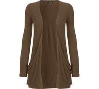 WearAll - Ladies Long Sleeve Pocket Cardigan Womens Top Mocha 24-26
