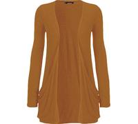 WearAll - Ladies Long Sleeve Pocket Cardigan Womens Top - Mustard - 8/10