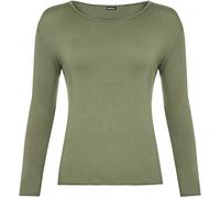 WearAll Ladies Long Sleeve T-Shirt Top Womens .Khaki S-M