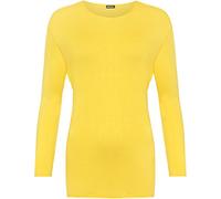 WearAll Ladies Long Sleeve T-Shirt Top Womens Plus Sizes - Yellow - 20