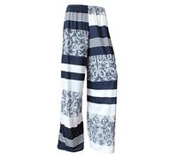 WearAll Ladies Palazzo Wide Leg Flared Elasticated Stretch Plus Size Plain Trousers Navy Abstract 12-14