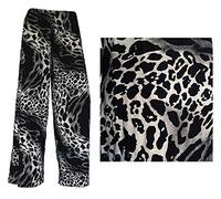 WearAll Ladies Palazzo Wide Leg Flared Elasticated Stretch Plus Size Plain Trousers Tie Dye Leopard 12-14