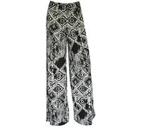 WearAll Ladies Palazzo Wide Leg Flared Elasticated Stretch Plus Size Plain Trousers Tie Dye Square 16-18
