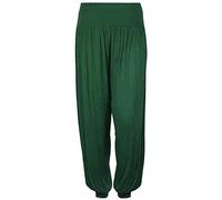 WearAll Ladies Plus Size Harem Trousers Womens Full Leggings Stretch Pants - Dark Green 20/22
