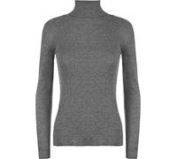 WearAll Ladies Ribbed Stretch Polo Neck Top Womens - Dark Grey - 12/14