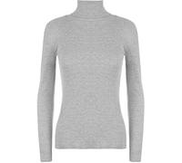WearAll Ladies Ribbed Stretch Polo Neck Top Womens - Light Grey - 16-18