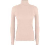 WearAll Ladies Ribbed Stretch Polo Neck Top Womens - Peach - 16-18
