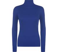 WearAll Ladies Ribbed Stretch Polo Neck Top Womens - Royal Blue - 24-26