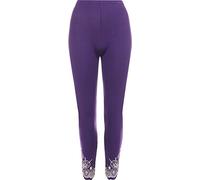 WearAll Ladies Sequin Leggings Womens Trousers Plus Purple 20/22