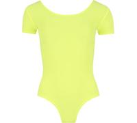 WearAll Ladies Stretch Bodysuit Top Womens Leotard - Fluorescent Yellow - 8/10