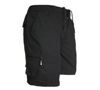 WearAll Mens Cargo Shorts Combat Multi Pocket Elasticated Waist Plain Lightweight Shorts Black XXL