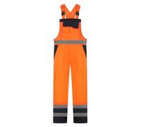 WearAll Men's Hi Vis Waterproof Bib and Brace Overalls Reflective High Visibility Workwear Dungaree Orange 3XL