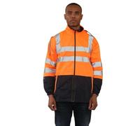 WearAll Men's Waterproof Hi Vis Rain Jacket Reflective Lightweight Safety Workwear with Pockets and Hood ORANGE/NAVY L