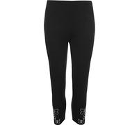 WearAll New Ladies 3/4 Butterfly Sequin Stretch Womens Leggings Black 24/26