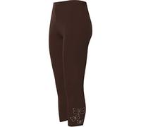 WearAll New Ladies 3/4 Butterfly Sequin Stretch Womens Leggings Brown 24/26