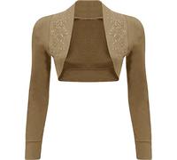 WearAll New Ladies Beaded Shrug Bolero Top Womens Sizes Mocha 8/10