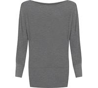 WearAll New Ladies Off Shoulder Batwing Long Sleeved Womens Top Dark Grey 8-10
