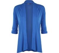 WearAll New Ladies Plus Size Short Sleeve Button Open Cardigan Womens Stretch Top Blue 18