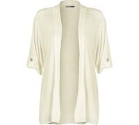 WearAll New Ladies Plus Size Short Sleeve Button Open Cardigan Womens Stretch Top Cream 12/14