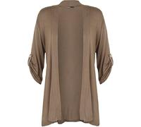 WearAll New Ladies Plus Size Short Sleeve Button Open Cardigan Womens Stretch Top Mocha 20