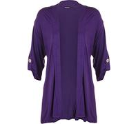 WearAll New Ladies Plus Size Short Sleeve Button Open Cardigan Womens Stretch Top Purple 22/24