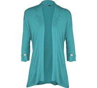 WearAll New Ladies Plus Size Short Sleeve Button Open Cardigan Womens Stretch Top Turquoise 22/24