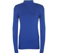 WearAll New Ladies Polo Neck Stretch Long Sleeve Women Plain Top Jumper Royal Blue 20-22