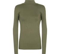 WearAll New Ladies Polo Neck Stretch Long Sleeve Womens Plain Top Jumper Khaki 8/10