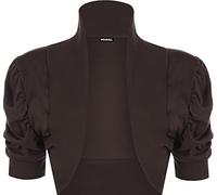 WearAll New Ladies Shrug Top Womens Short Sleeve Bolero - Brown - 8/10