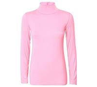 WearAll New Ladies Turtle Neck Long Sleeved Stretch Plain Polo Top - .Baby Pink 24-26