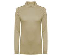 WearAll New Ladies Turtle Neck Long Sleeved Stretch Plain Polo Top - ..Beige 12-14