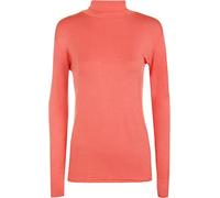 WearAll New Ladies Turtle Neck Long Sleeved Stretch Plain Polo Top - Coral 16-18