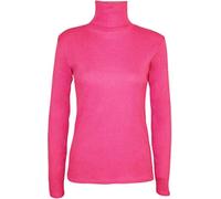 WearAll New Ladies Turtle Neck Long Sleeved Stretch Plain Polo Top Women Jumper - Fuschia 24-26