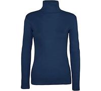 WearAll New Ladies Turtle Neck Long Sleeved Stretch Plain Polo Top Women Jumper - Navy 24-26