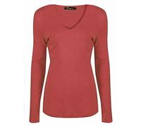 WearAll New Ladies V Neck Stretch Womens Long Sleeve Top Rust 12/14