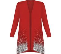 WearAll New Plus Size Ladies Sequin Cardigan Long Sleeve Womens Sparkle Top Red 28-30