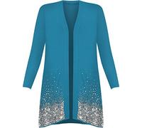 New Plus Size Ladies Sequin Cardigan Long Sleeve Womens Sparkle Top Teal 28-30