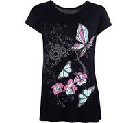 WearAll New Womens Plus Size Butterfly Print Short Sleeve T - Navy Blue - 18-20