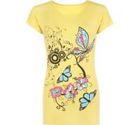 WearAll New Womens Plus Size Butterfly Print Short Sleeve T - Yellow - 20-22