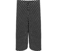 WearAll New Womens Plus Size Crepe Plain Stretch Wide Leg Culottes Ladies Shorts - Polka Dot Black - 28-30